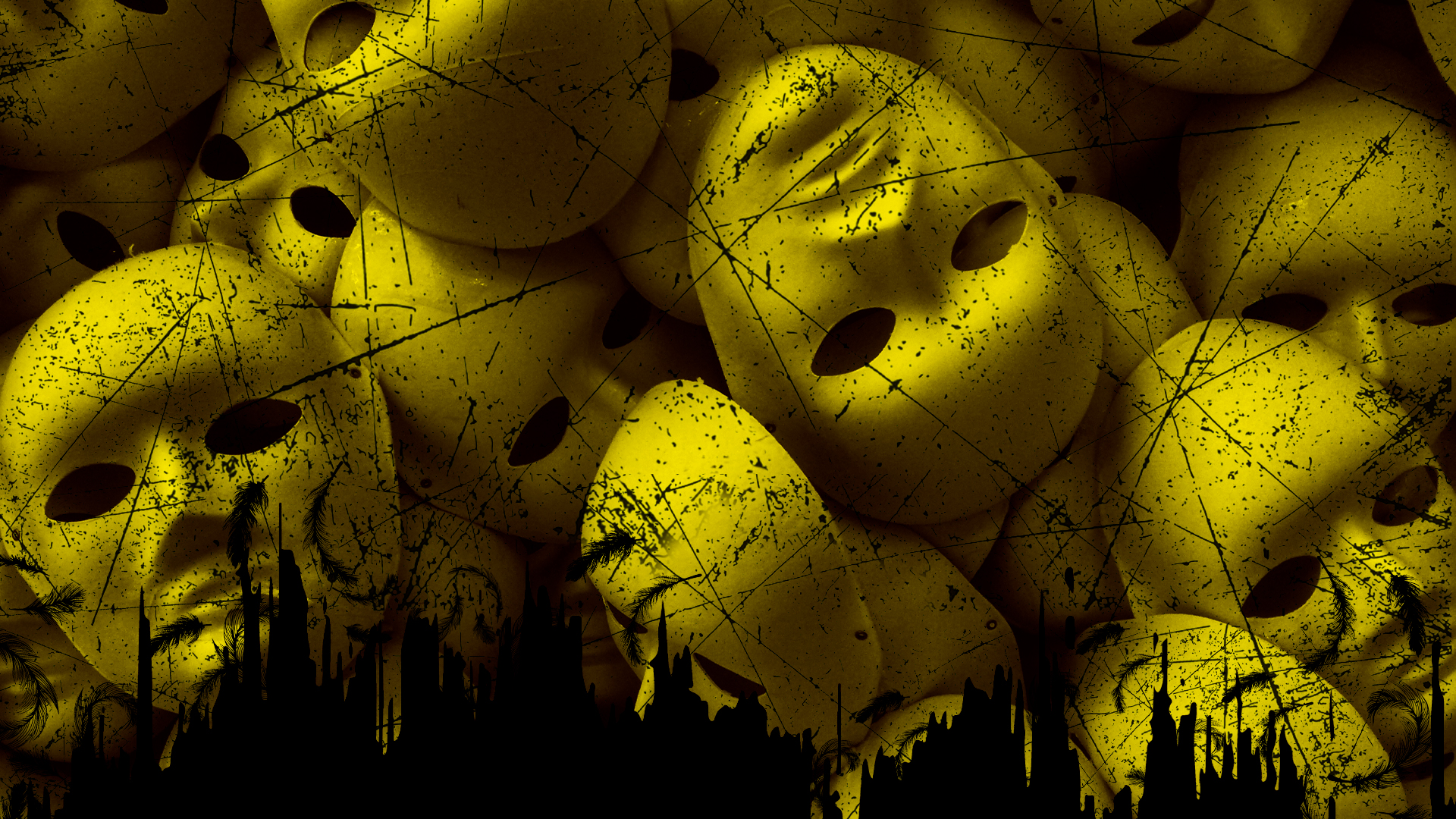 Blutfeder Mockup mit gelben Masken.