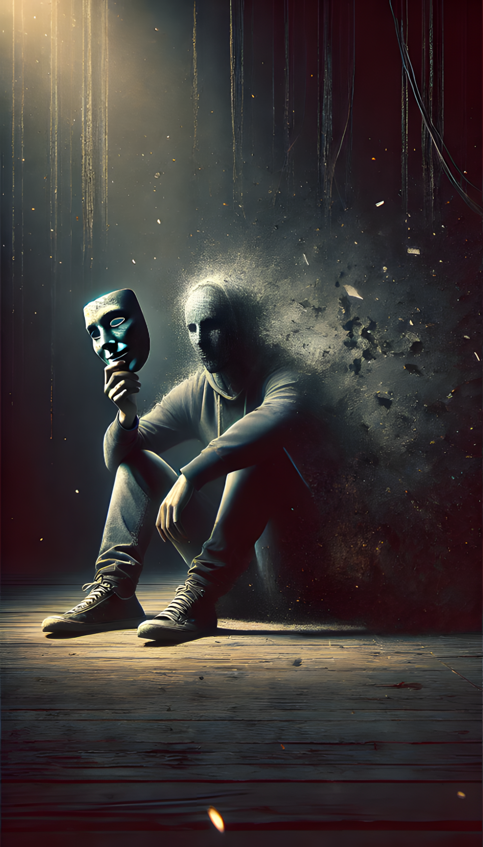 Artwork zu Schwarzer Schleier mit maskenhafter Figur in auflösender Dunkelheit.